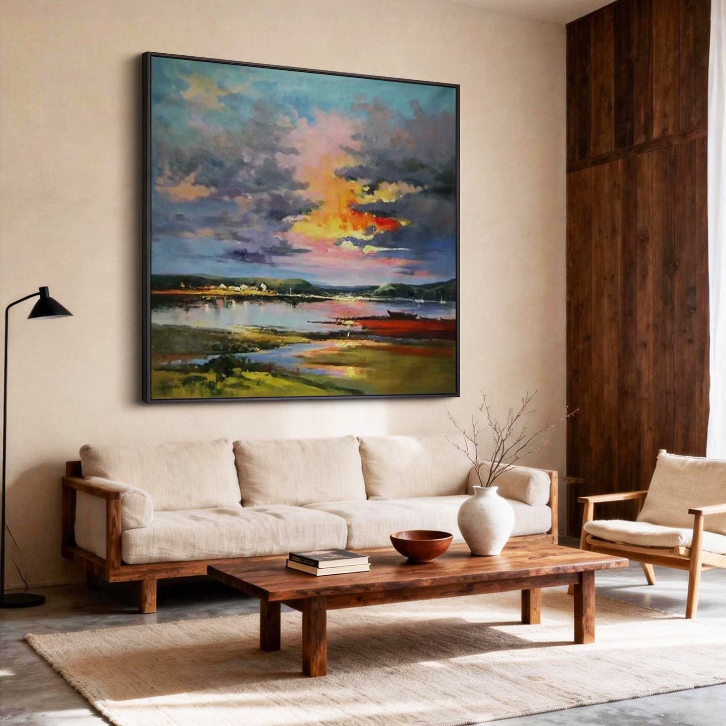 Sunset Harbor Impressionist Landscape Canvas Art