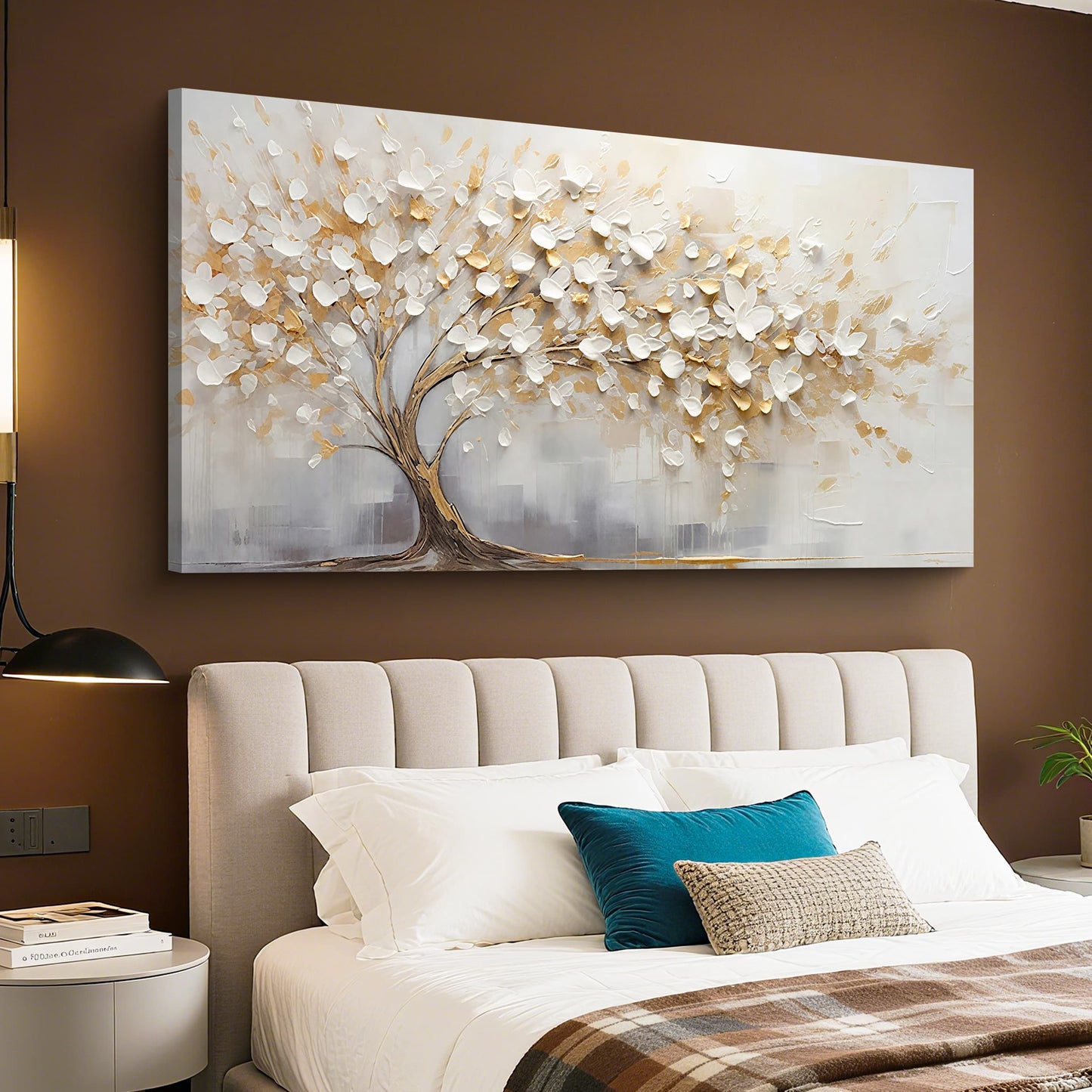 Golden Blossom Tree Impasto Canvas Art