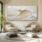 Golden Crest-Beige Ocean Wave Painting