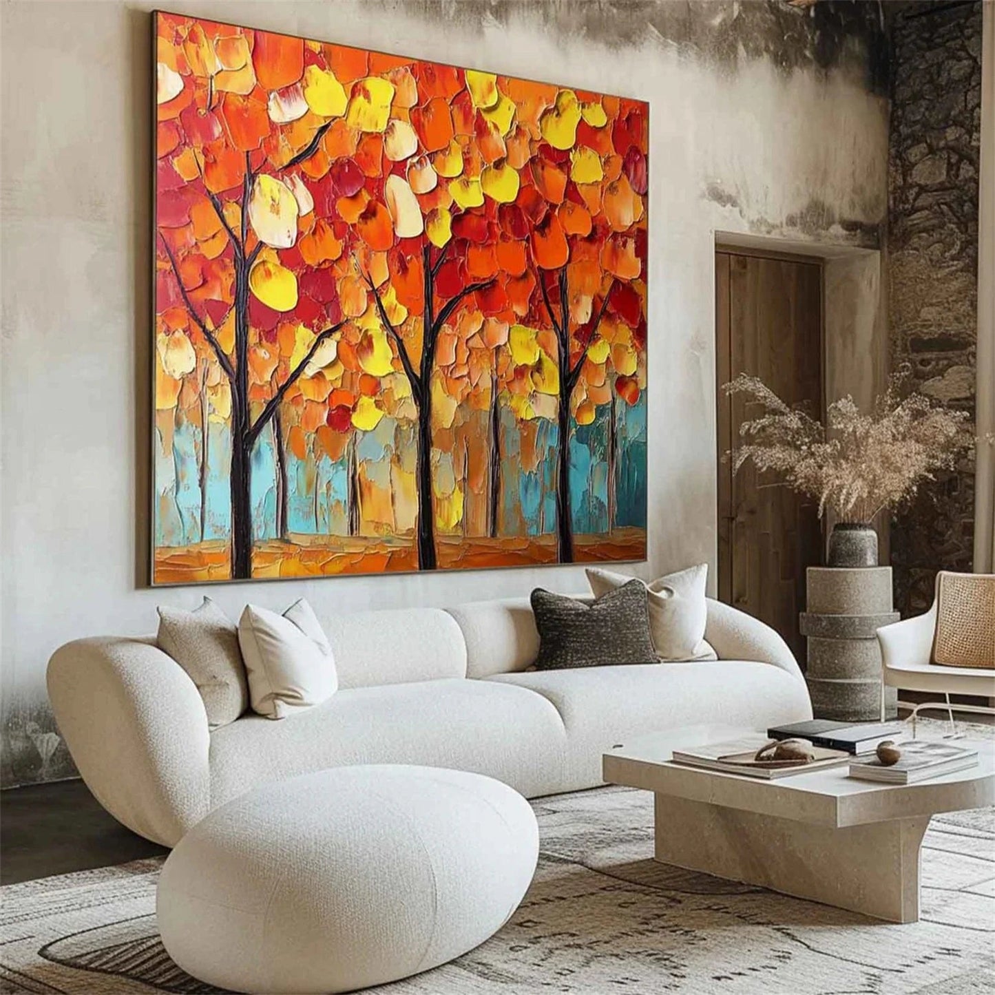 Autumn Ember Forest Abstract Painting