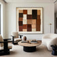 Mocha Patchwork Geometric Abstract Painting