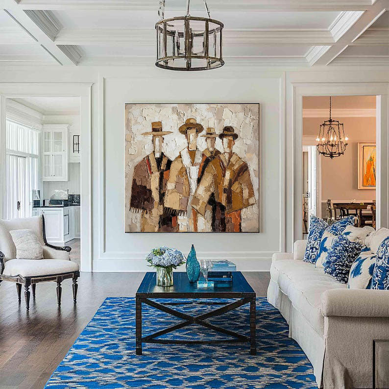 Folk Harmony – Textured Cultural Figure Art Painting