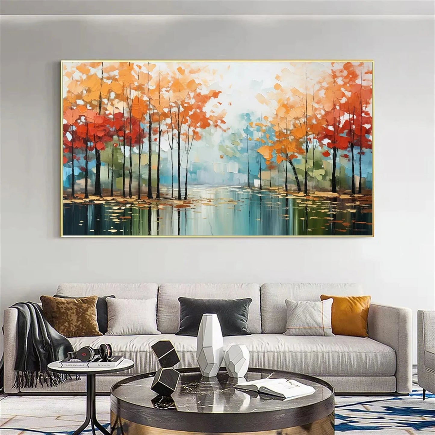 Autumn Stillwater Forest Abstract Painting