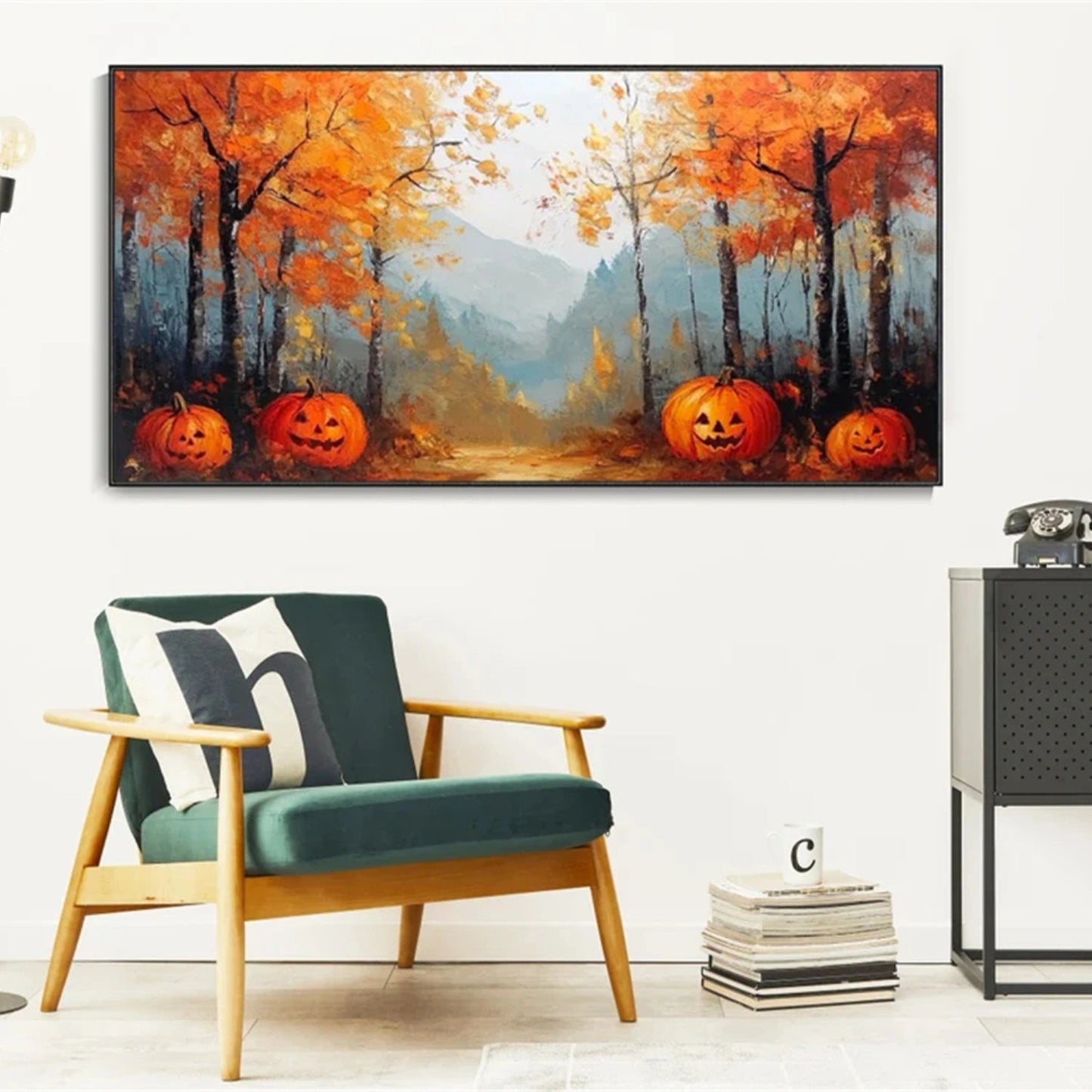Pumpkin Glow Autumn Forest Painting