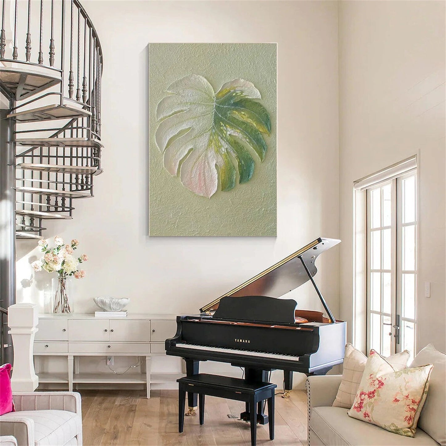 Soft Split Monstera Relief Painting