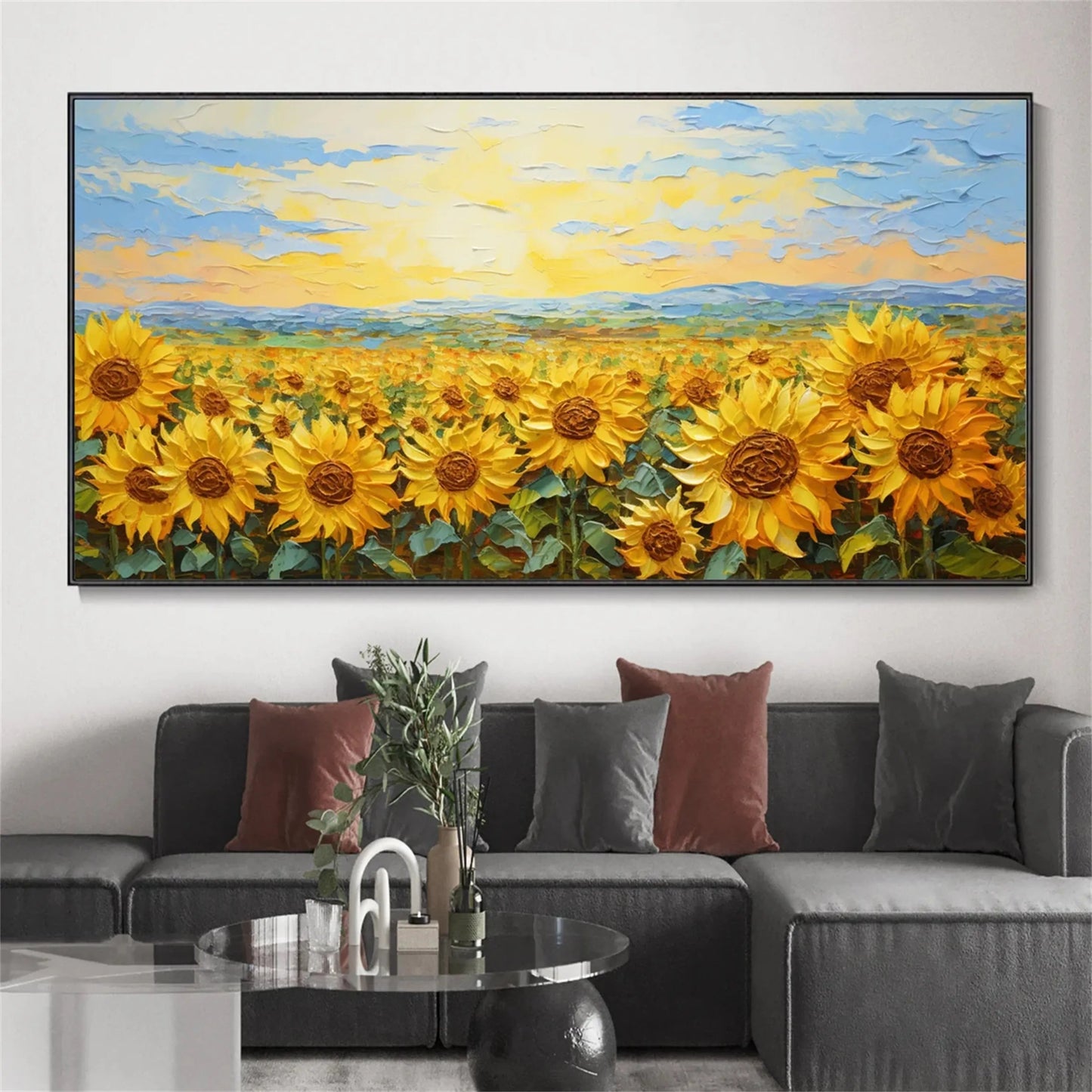 Golden Sunflower Horizon Painting