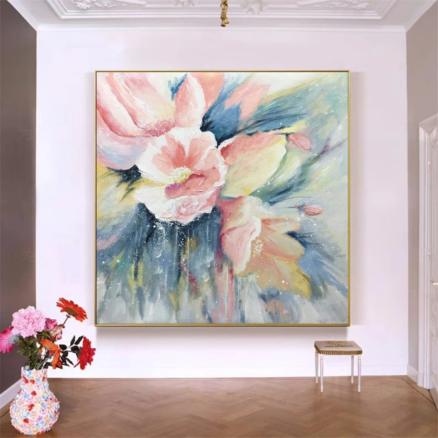 Blush Serenity Floral Abstract Painting
