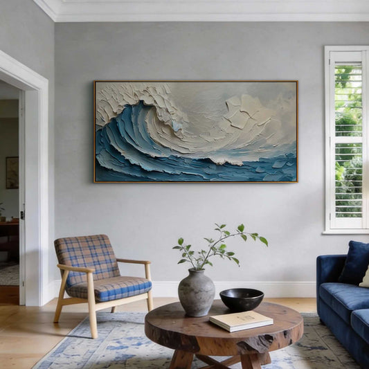 Turquoise Crested Wave Thick Texture Painting