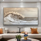 Golden Tide-Beige Ocean Wave Painting