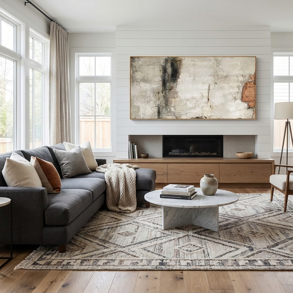 Neutral Rustic Wabi-Sabi Abstract Painting