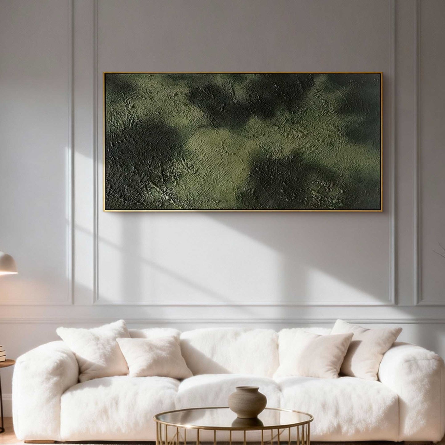 Emerald Moss Textured Abstract Canvas Art