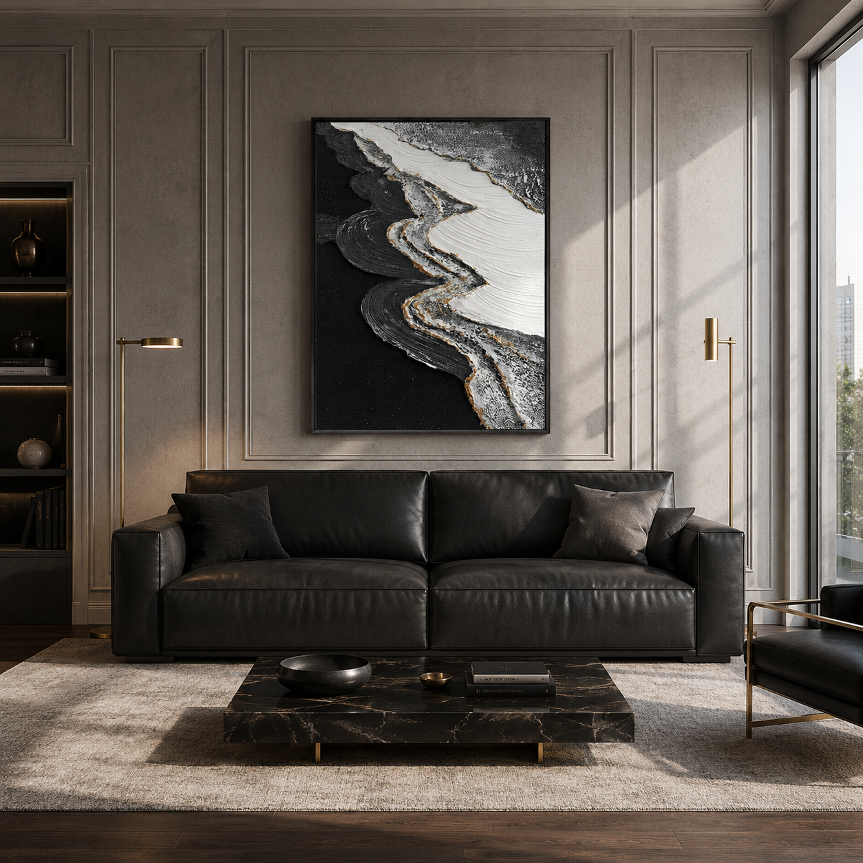Black and White Textured Abstract Painting #ART21
