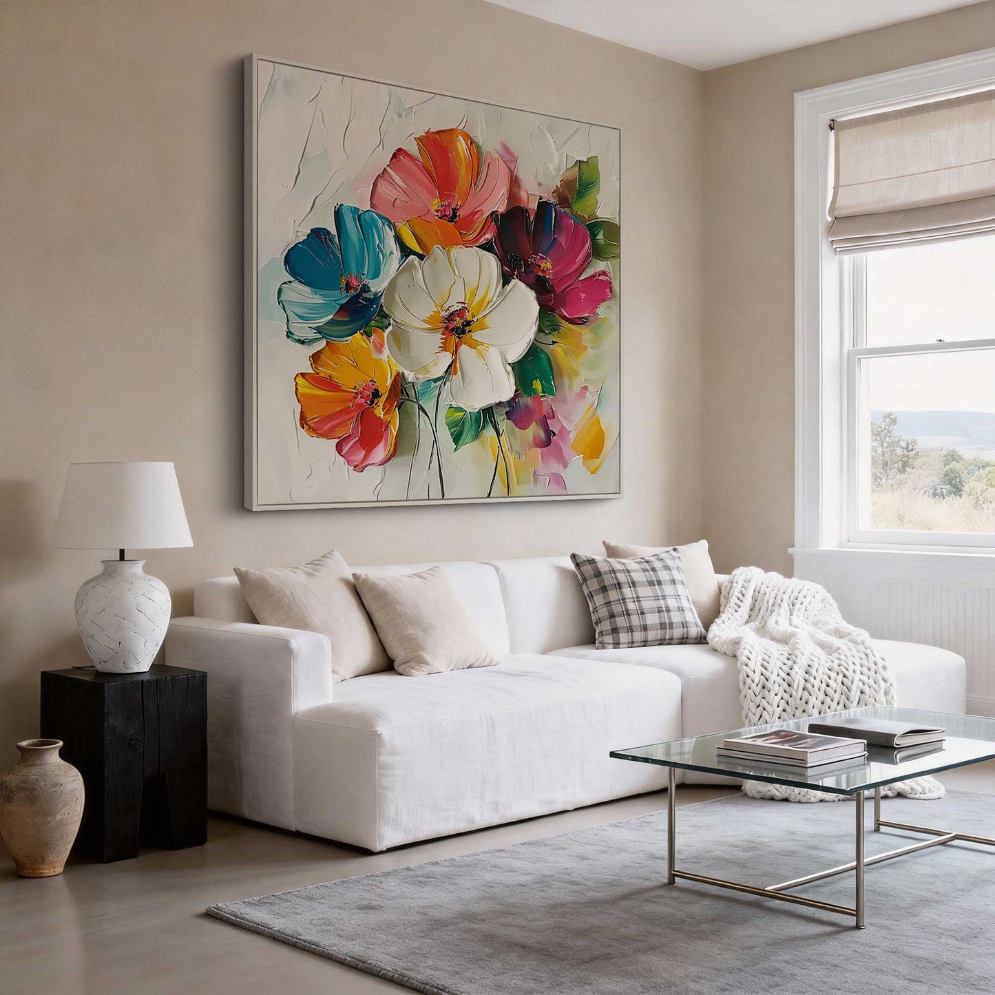Vibrant Bloom Impasto Floral Oil Painting