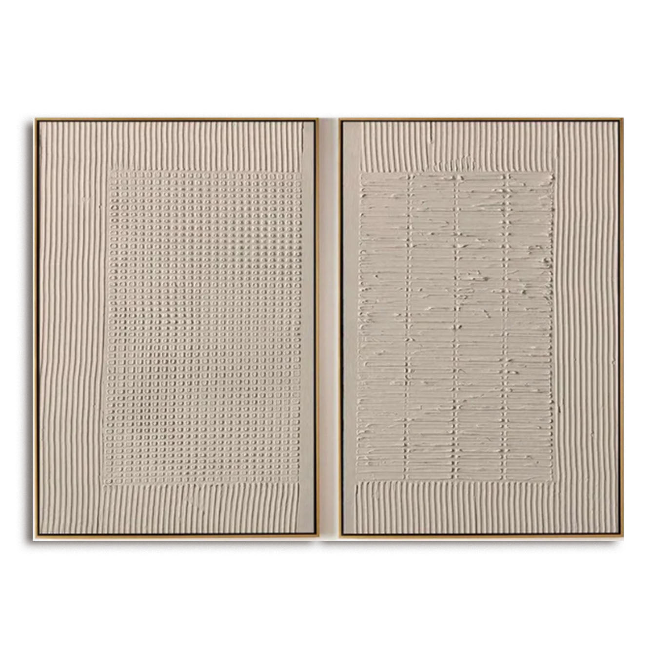 Set of 2 Beige Textured Paintings