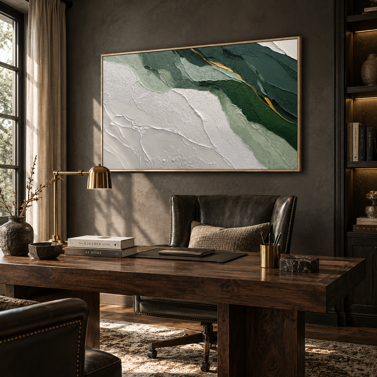 Verdant Ridge Textured Abstract Painting