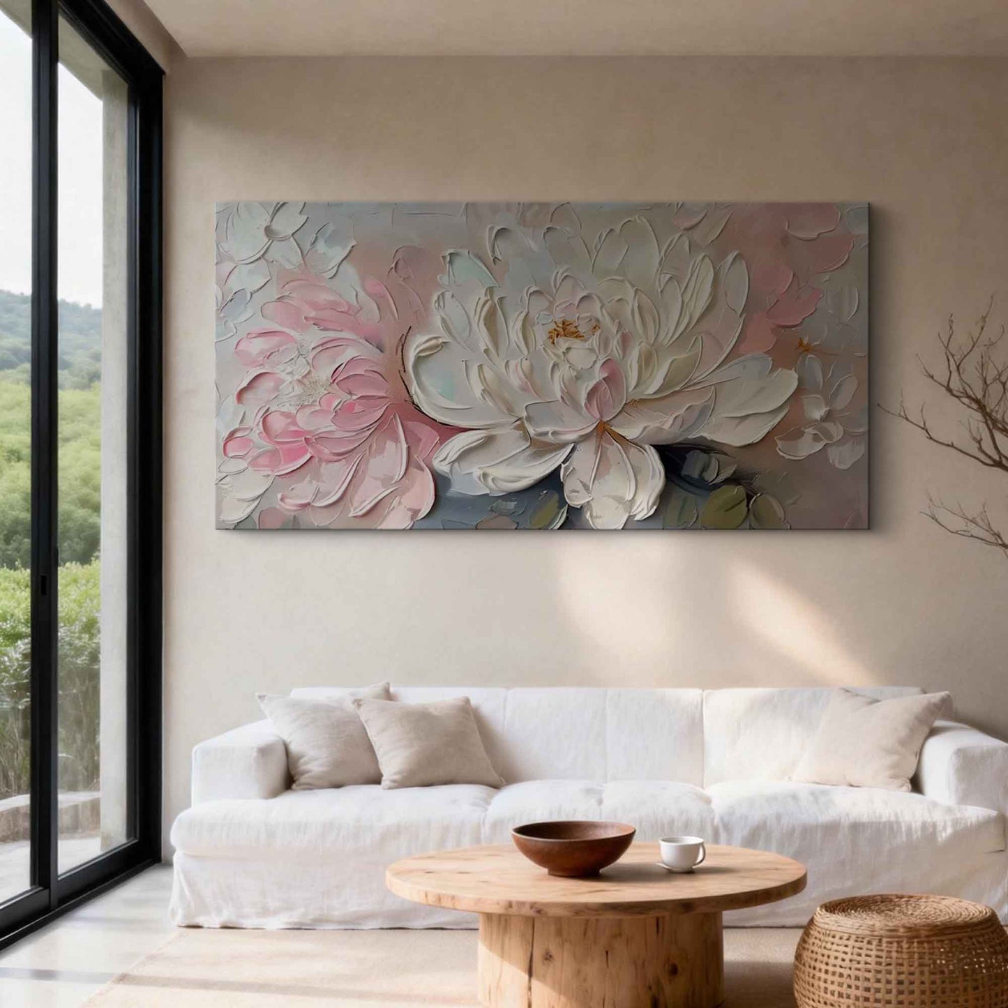 Blush Peony Thick Paint Floral Painting