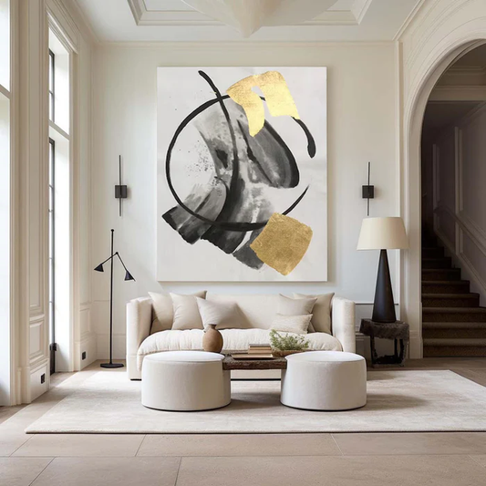 Golden Motion Abstract Painting