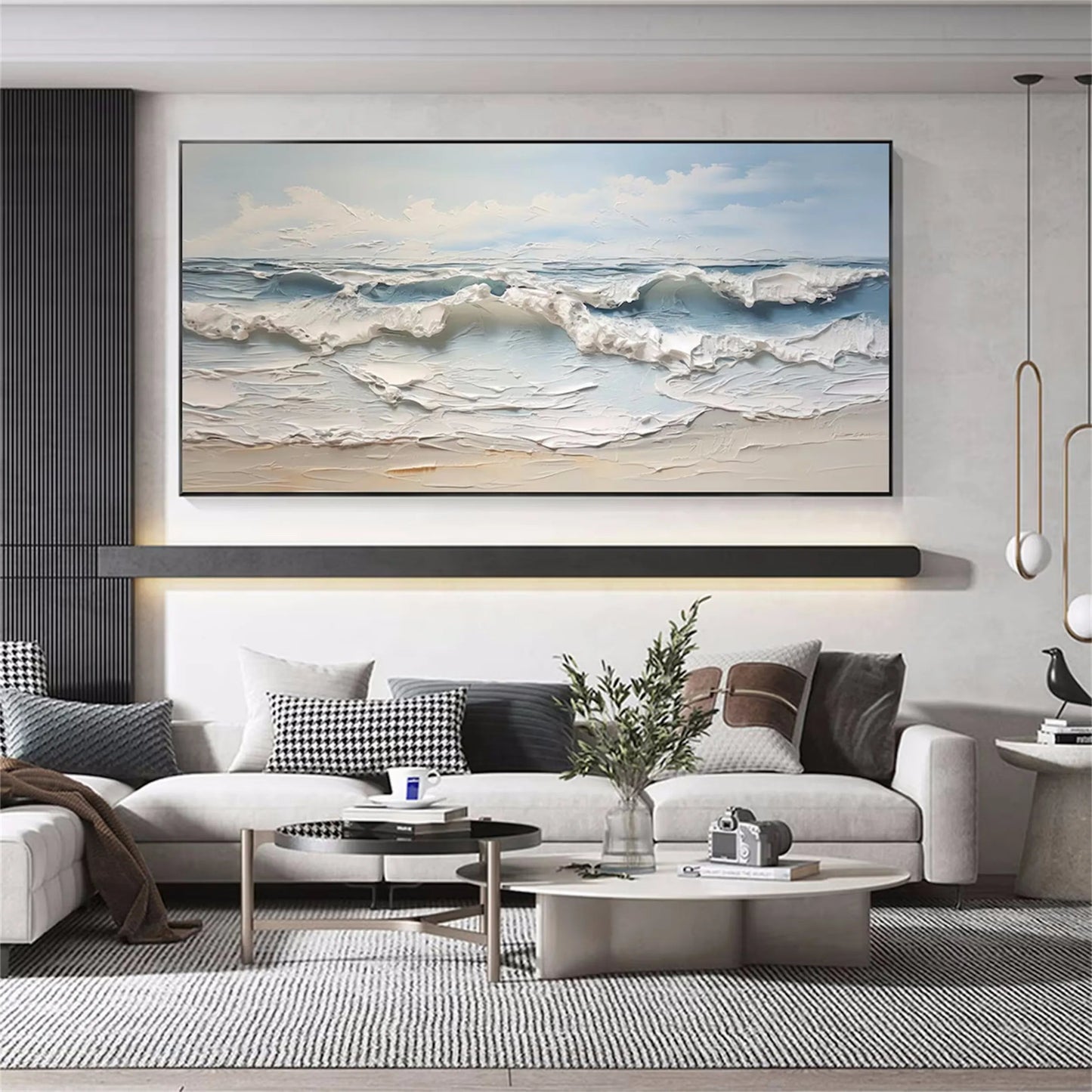 Golden Horizon-Blue Ocean Abstract Painting