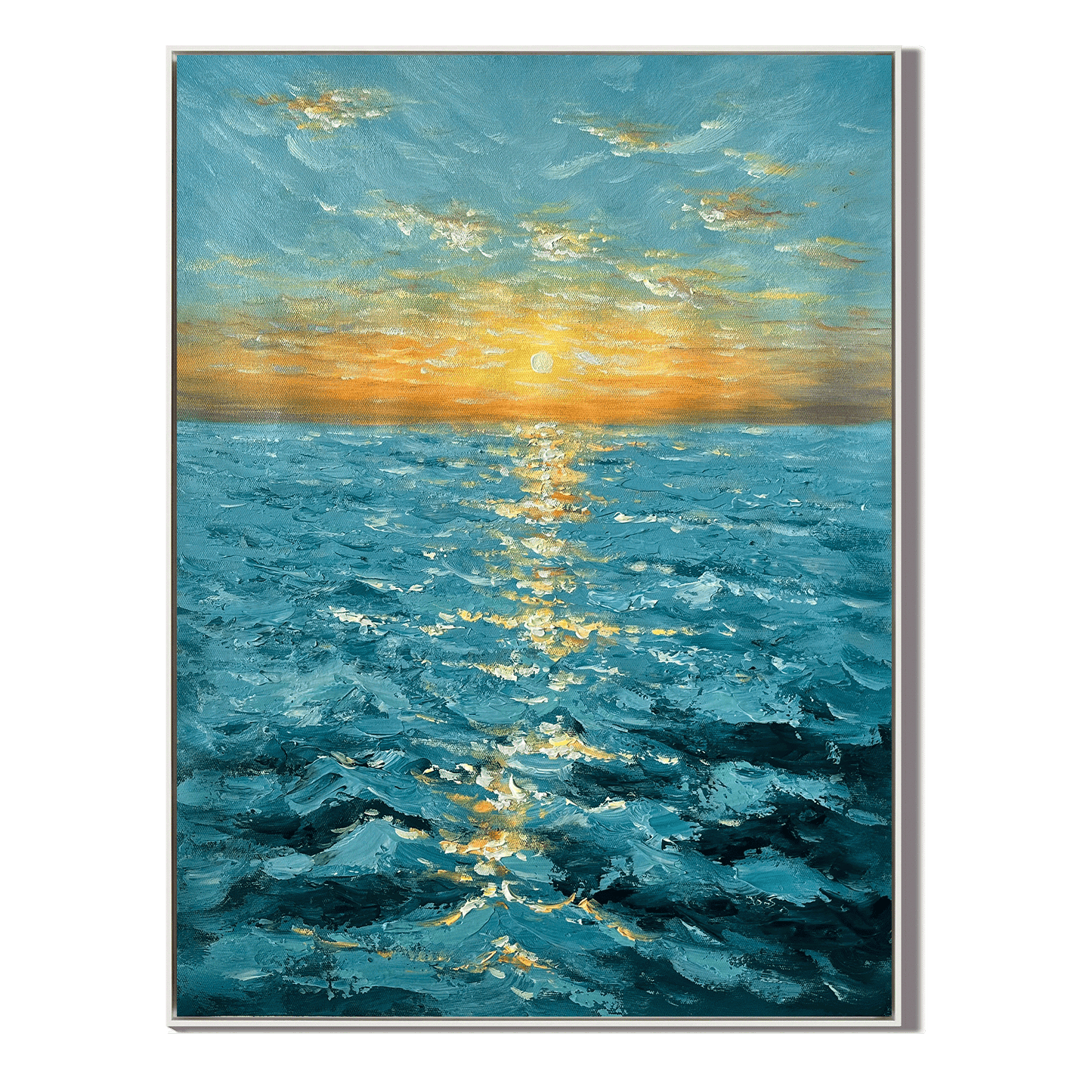 Golden Horizon Seascape Oil Painting #RIX1 (454)
