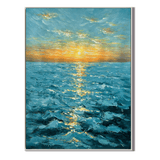 Golden Horizon Seascape Oil Painting #RIX1 (454)