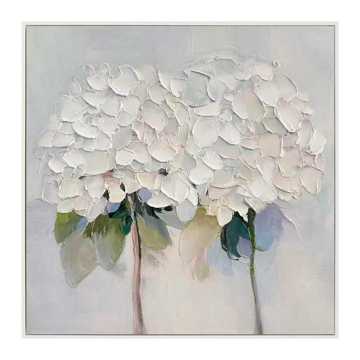 Soft Ivory Bloom Abstract Painting (Diptych)