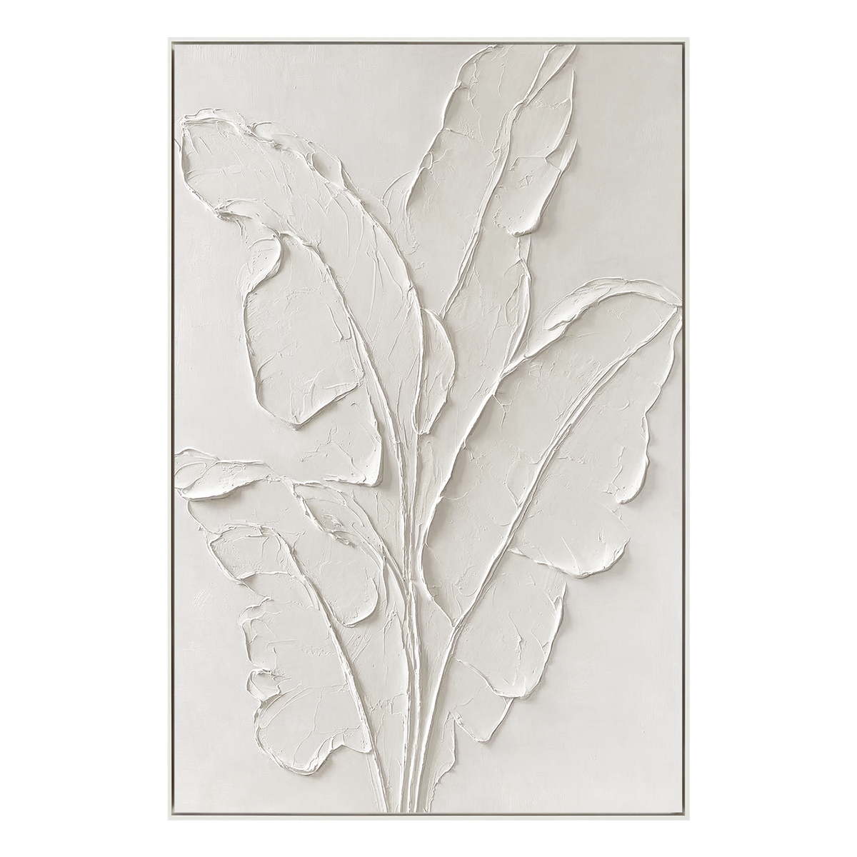 Ivory Whisper Leaves Abstract Painting