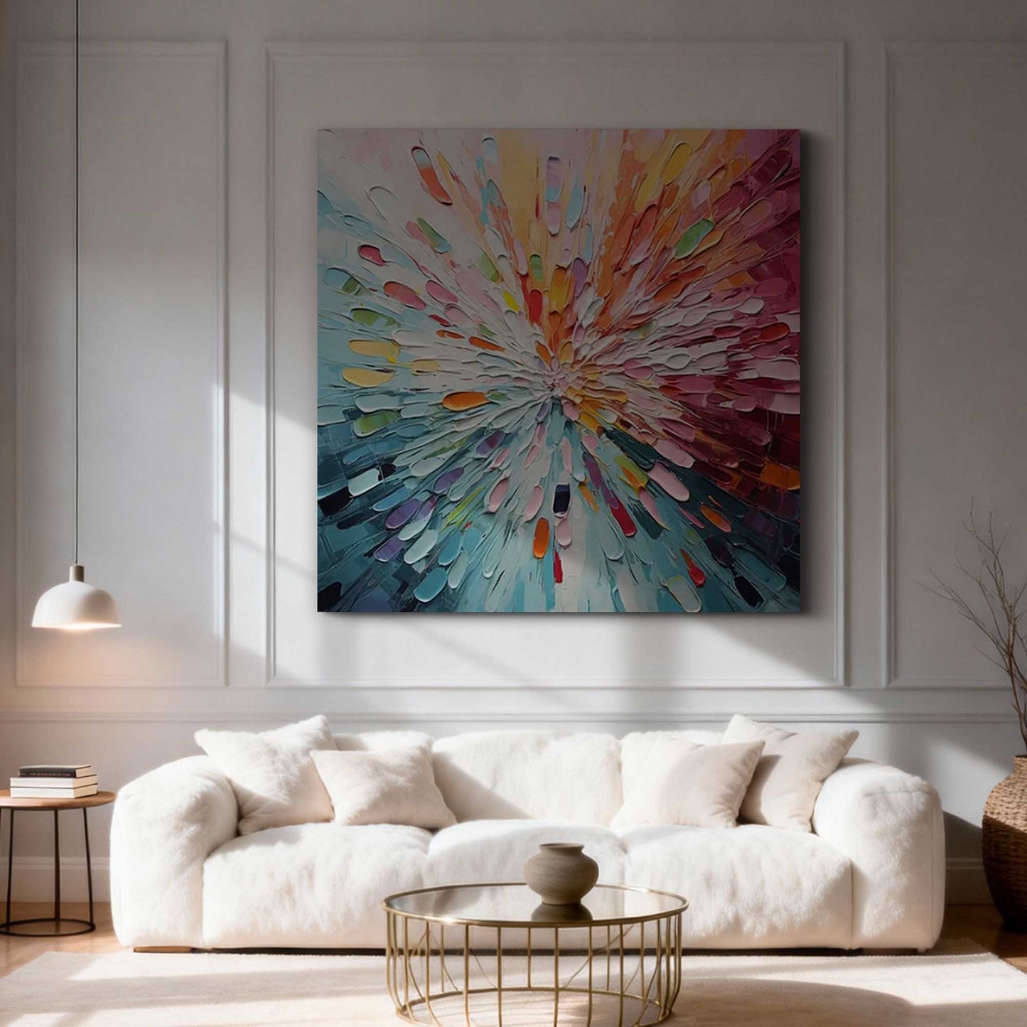 Radiant Burst Impasto Abstract Canvas Art