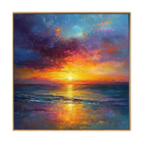Aurora Tide Sunset Ocean Impasto Oil Painting