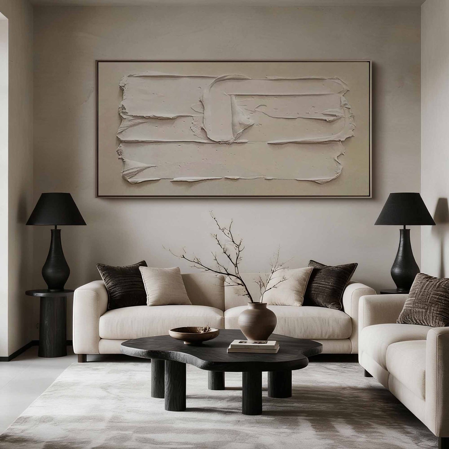 Pure White Thick Texture Abstract Painting