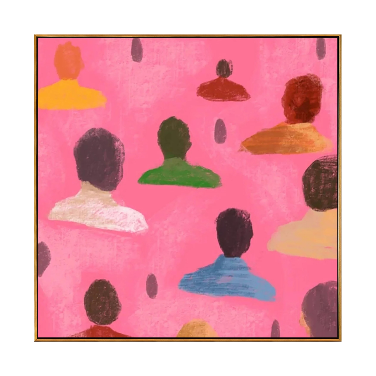 Crowd on Pink Abstract Painting