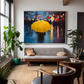 Yellow Umbrella Night Rain Painting
