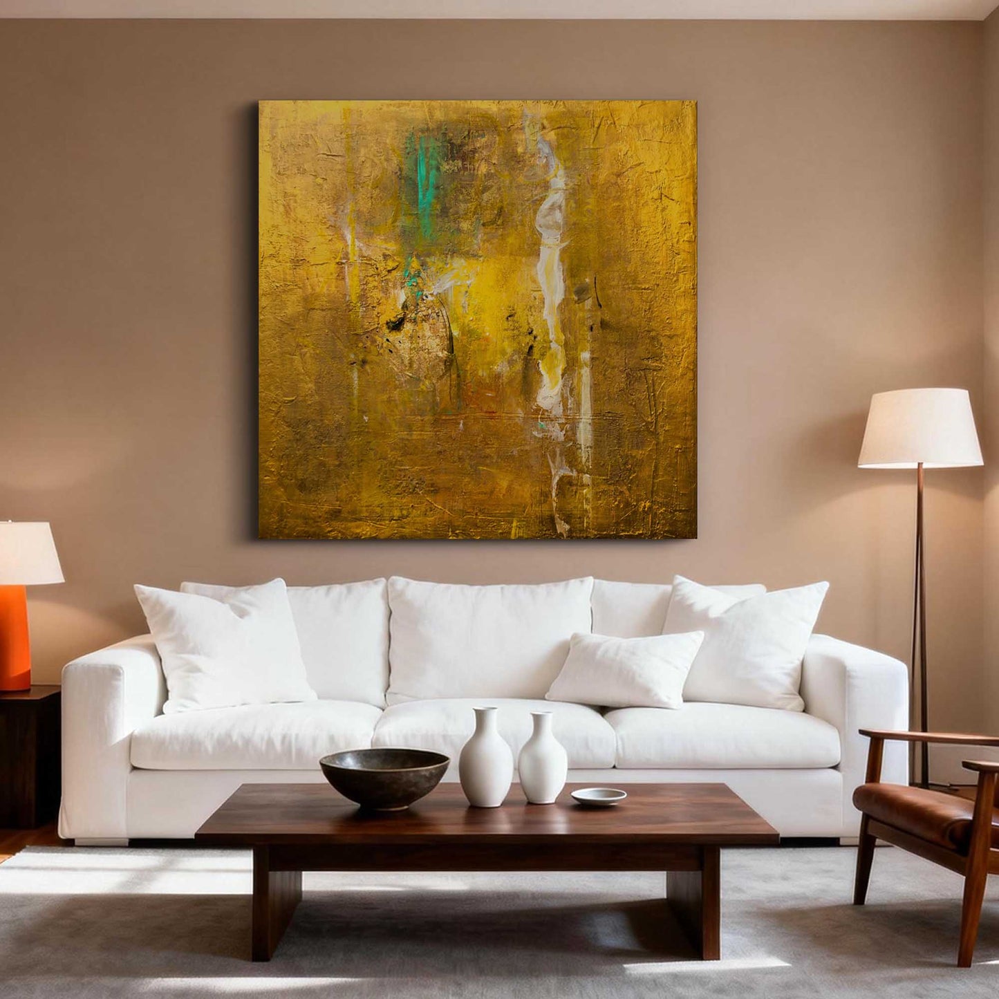 Golden Haze Abstract Painting