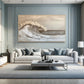 Golden Tide-Beige Ocean Wave Painting