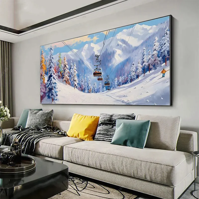 Winter Ski Resort Painting