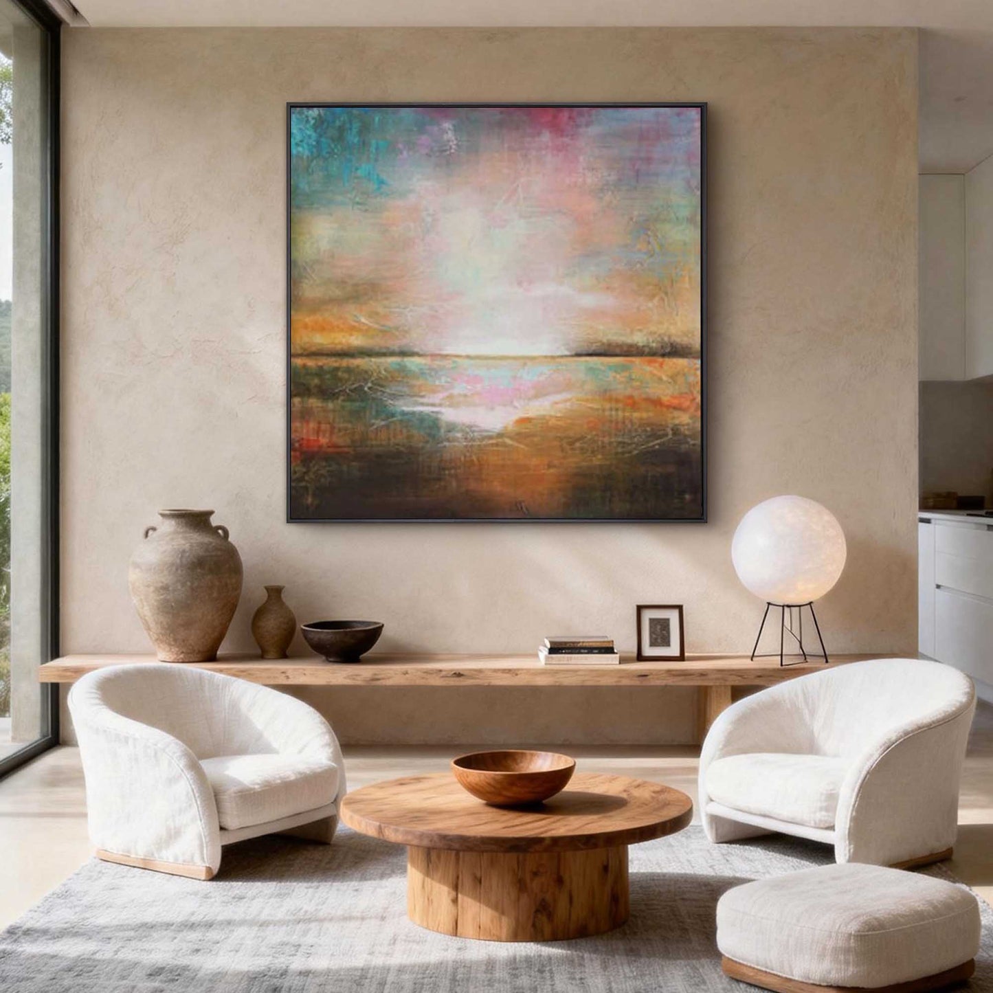 Pastel Horizon Abstract Seascape Painting