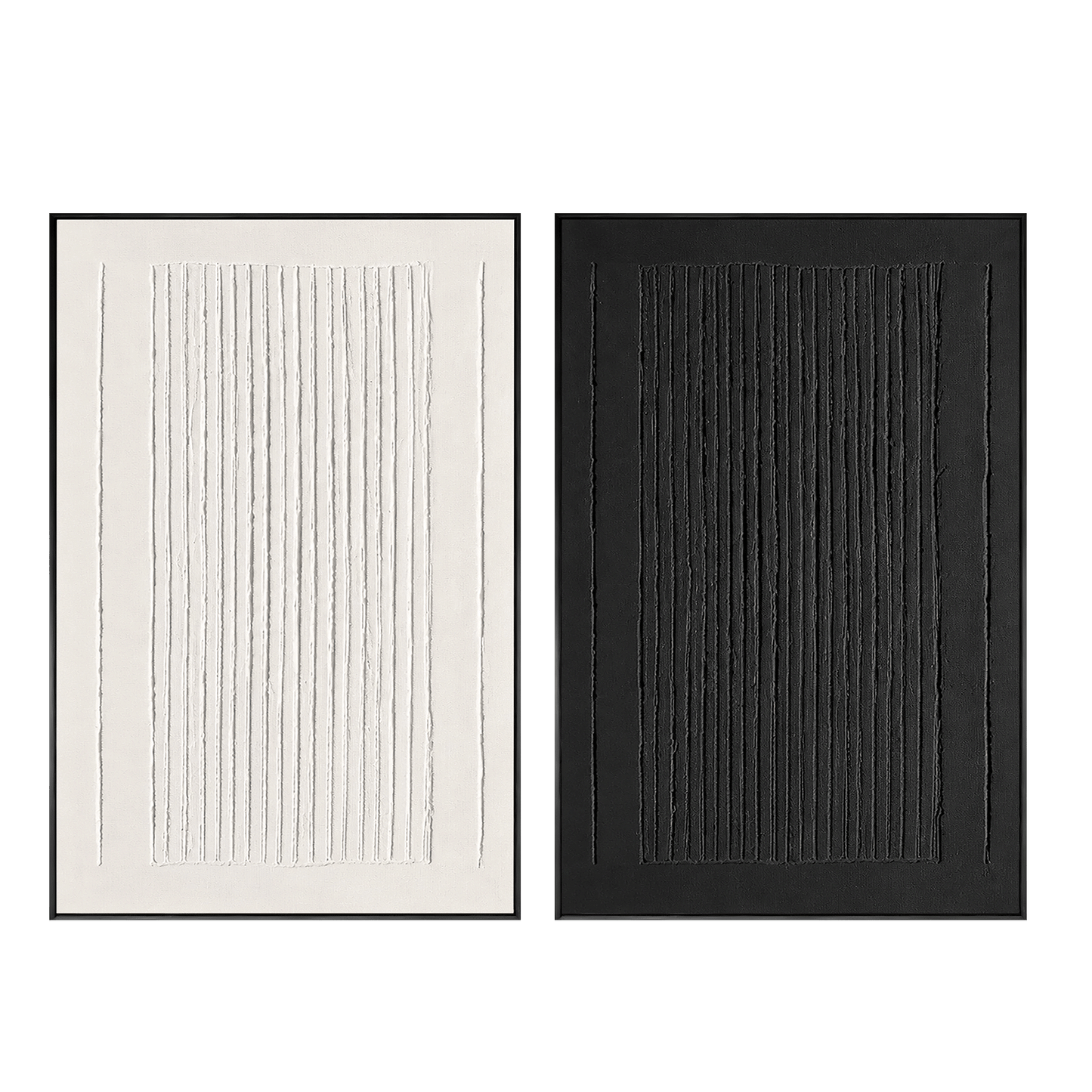 Dual Balance Black and White Textured Painting Set Set of 2