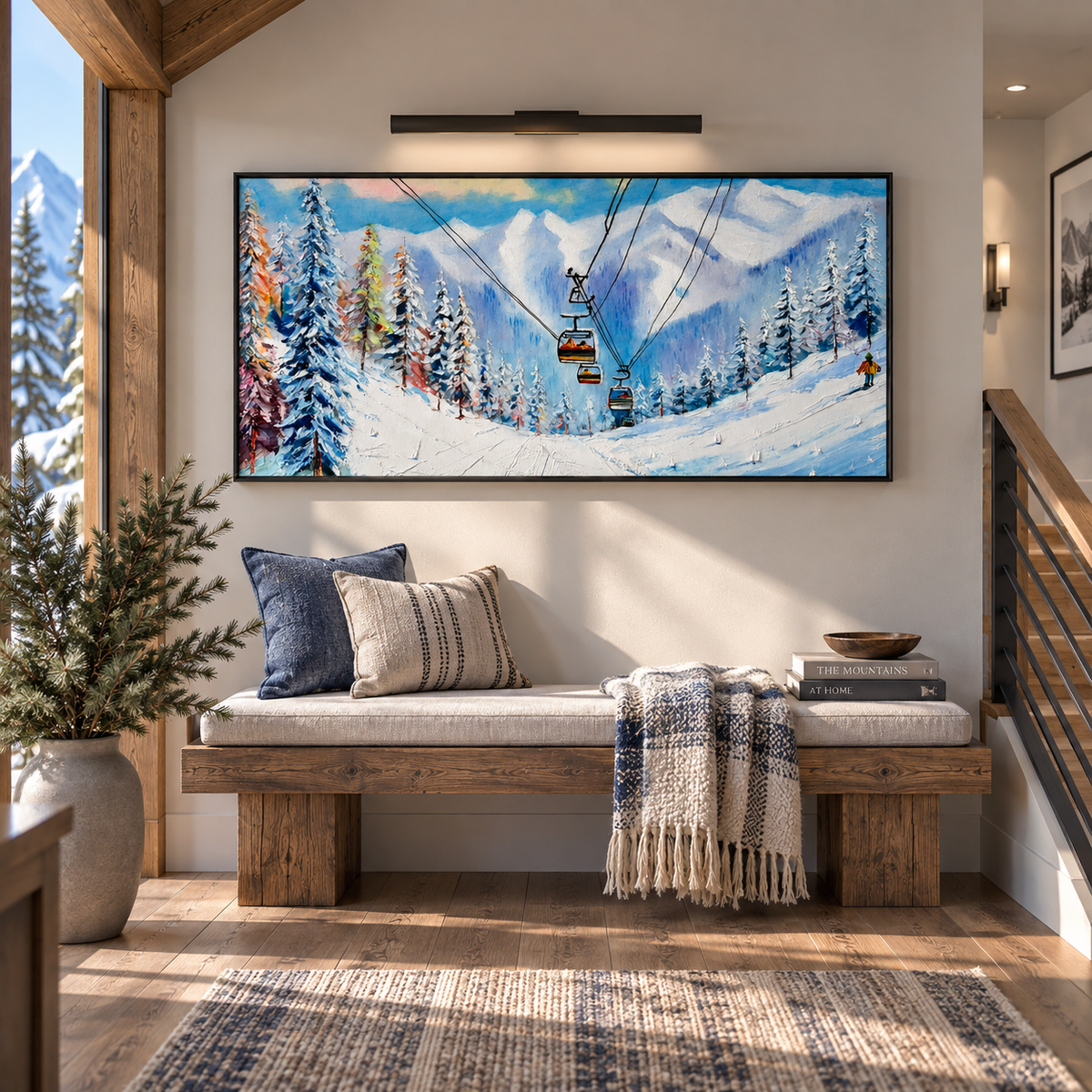 Winter Ski Resort Painting