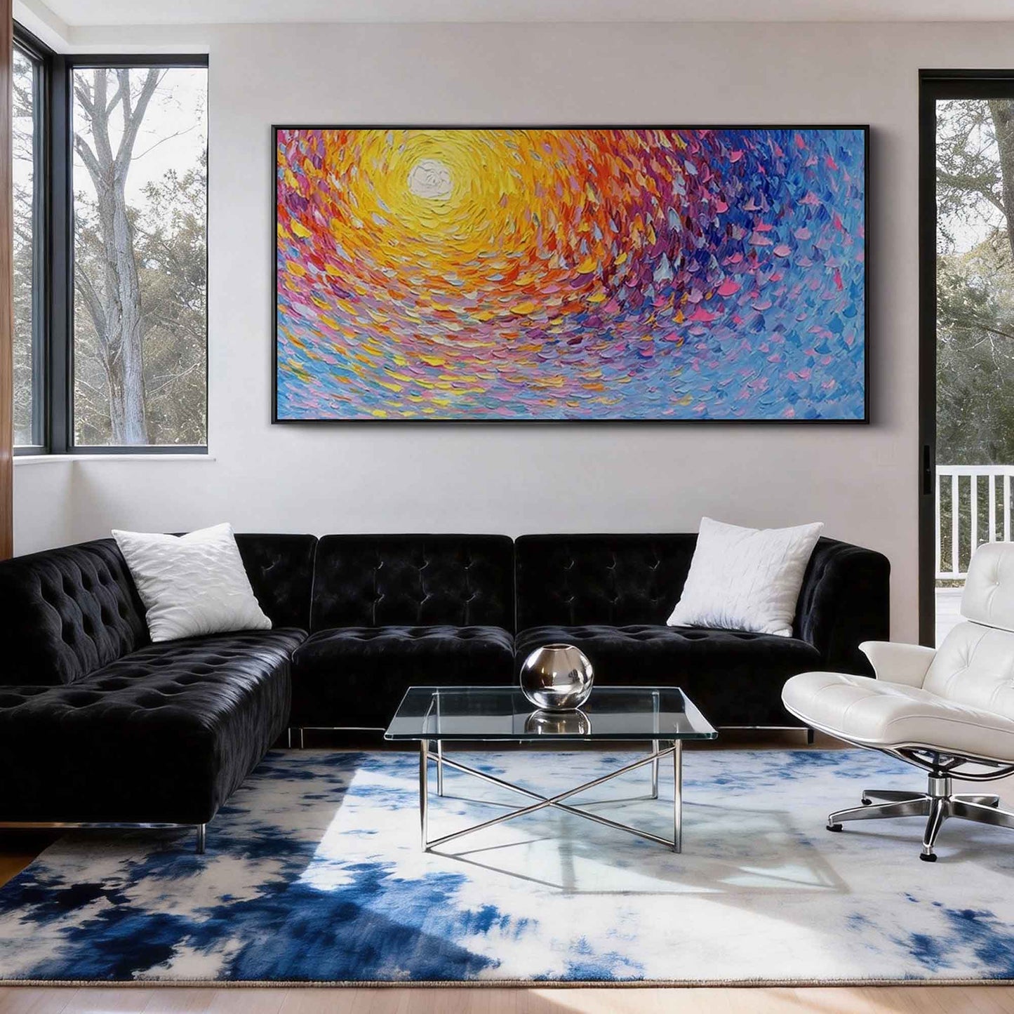 Sunset Vortex Impasto Abstract Painting