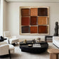Caramel Nine-Block Textured Abstract Painting