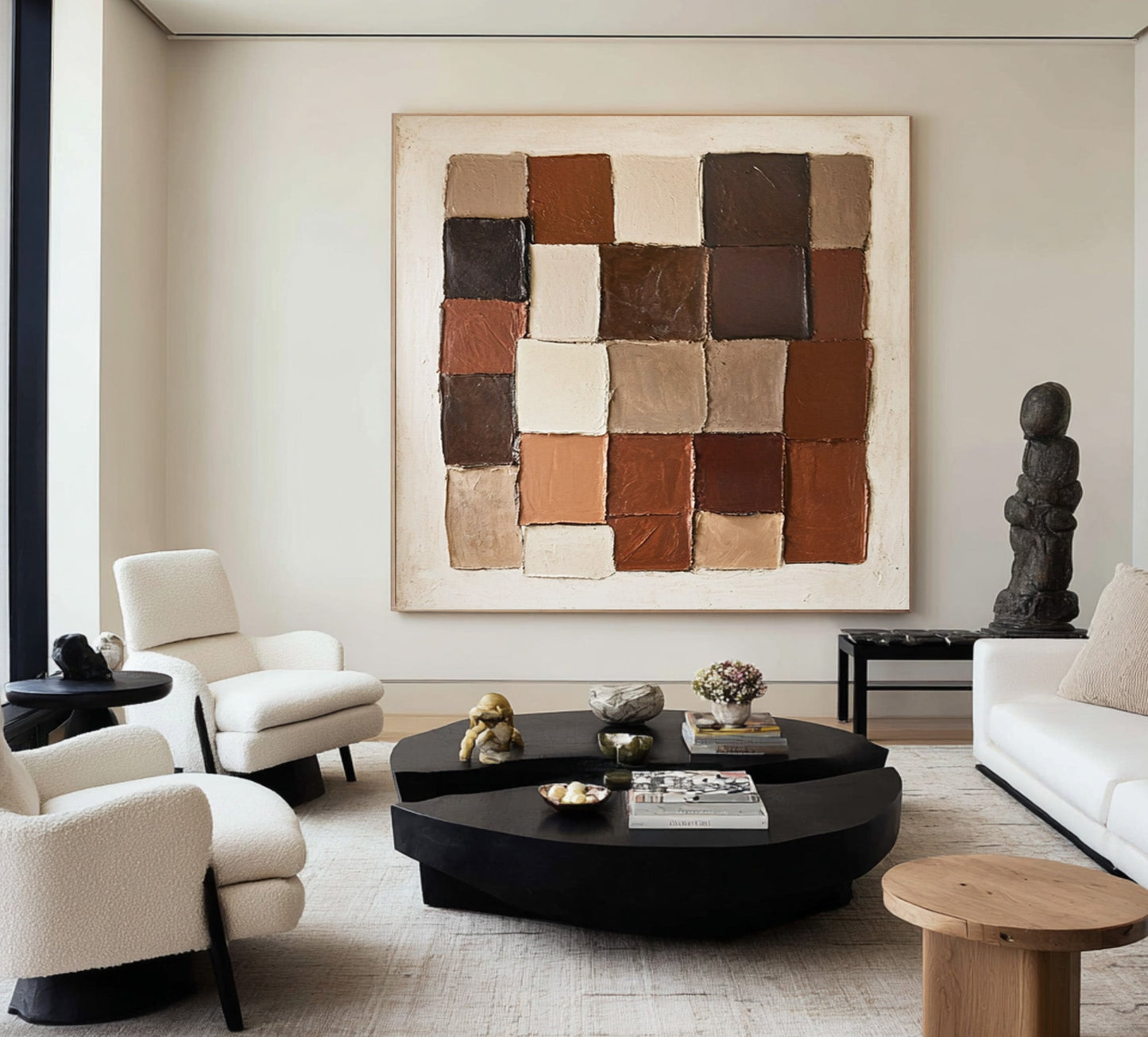 Sienna Mosaic Grid Abstract Painting