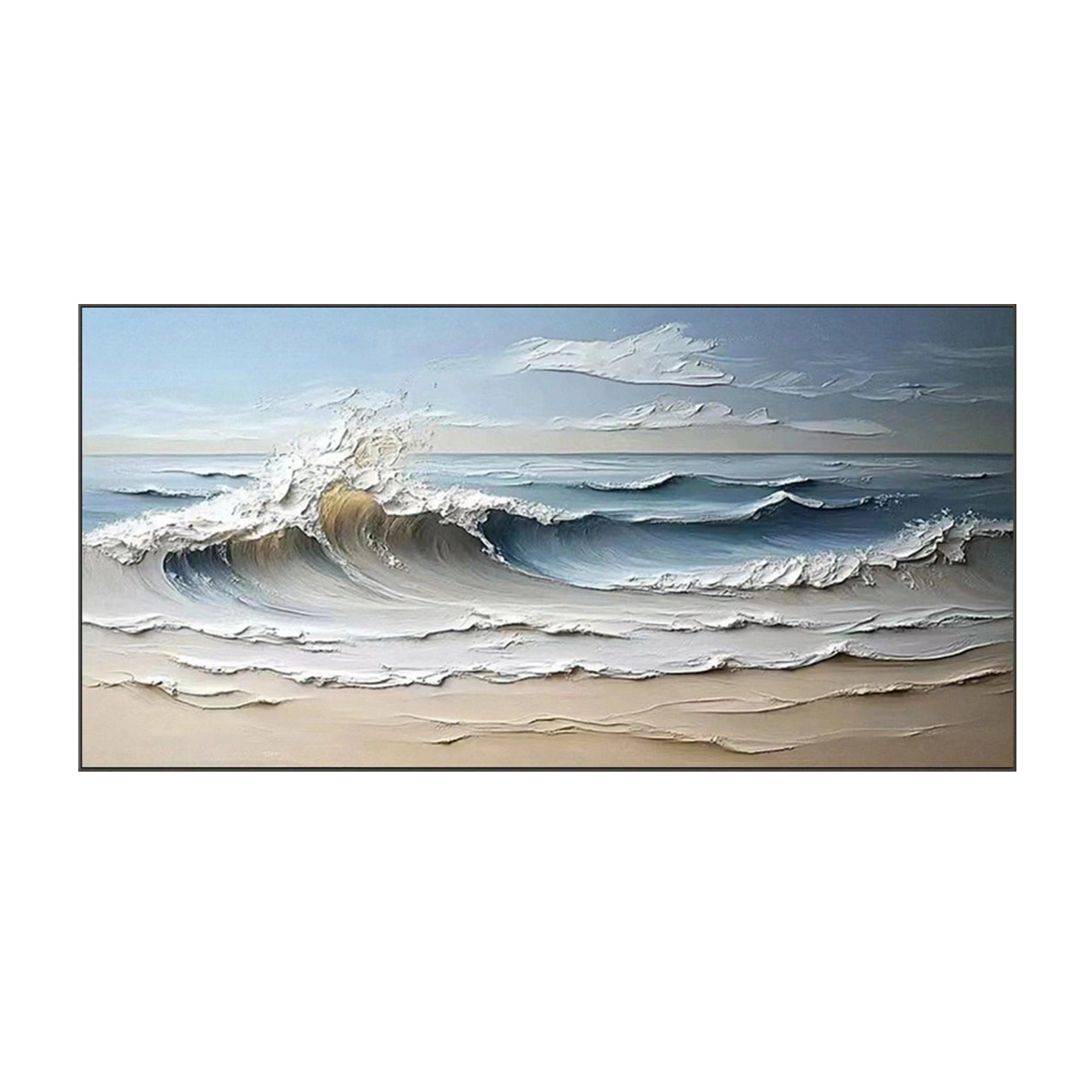 Golden Wave-Beige Textured Ocean Painting