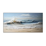 Golden Wave-Beige Textured Ocean Painting