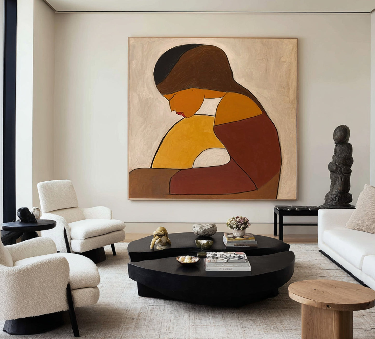 Quiet Embrace Earth-Tone Figurative Painting