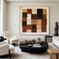 Mocha Patchwork Geometric Abstract Painting