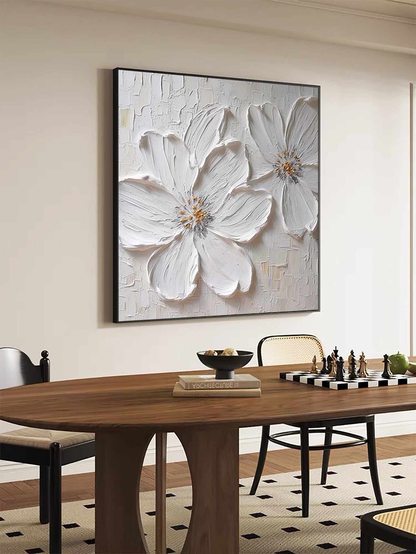 Whisper White Blossom Textured Painting