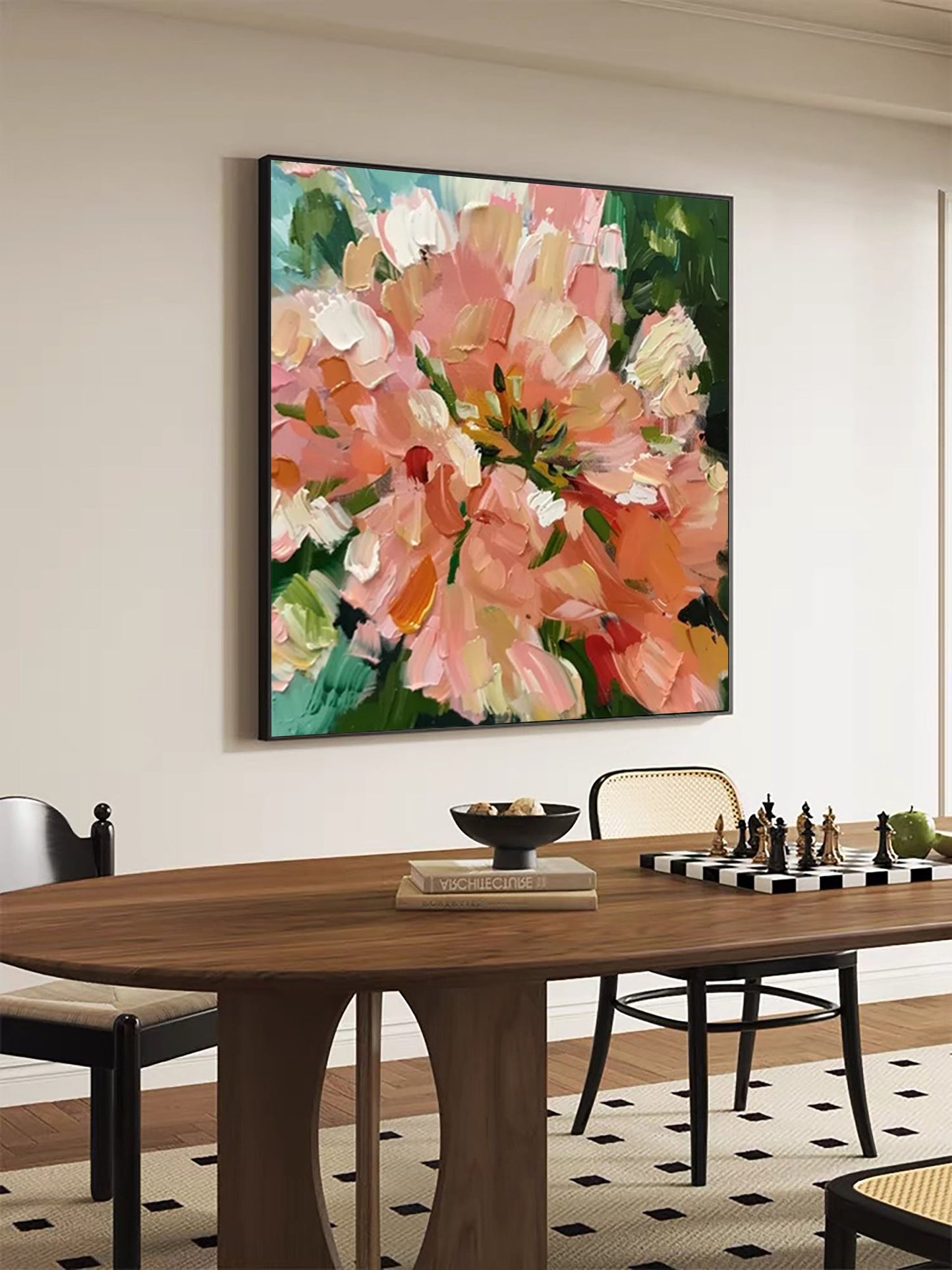 Sunlit Peach Bloom Floral Painting