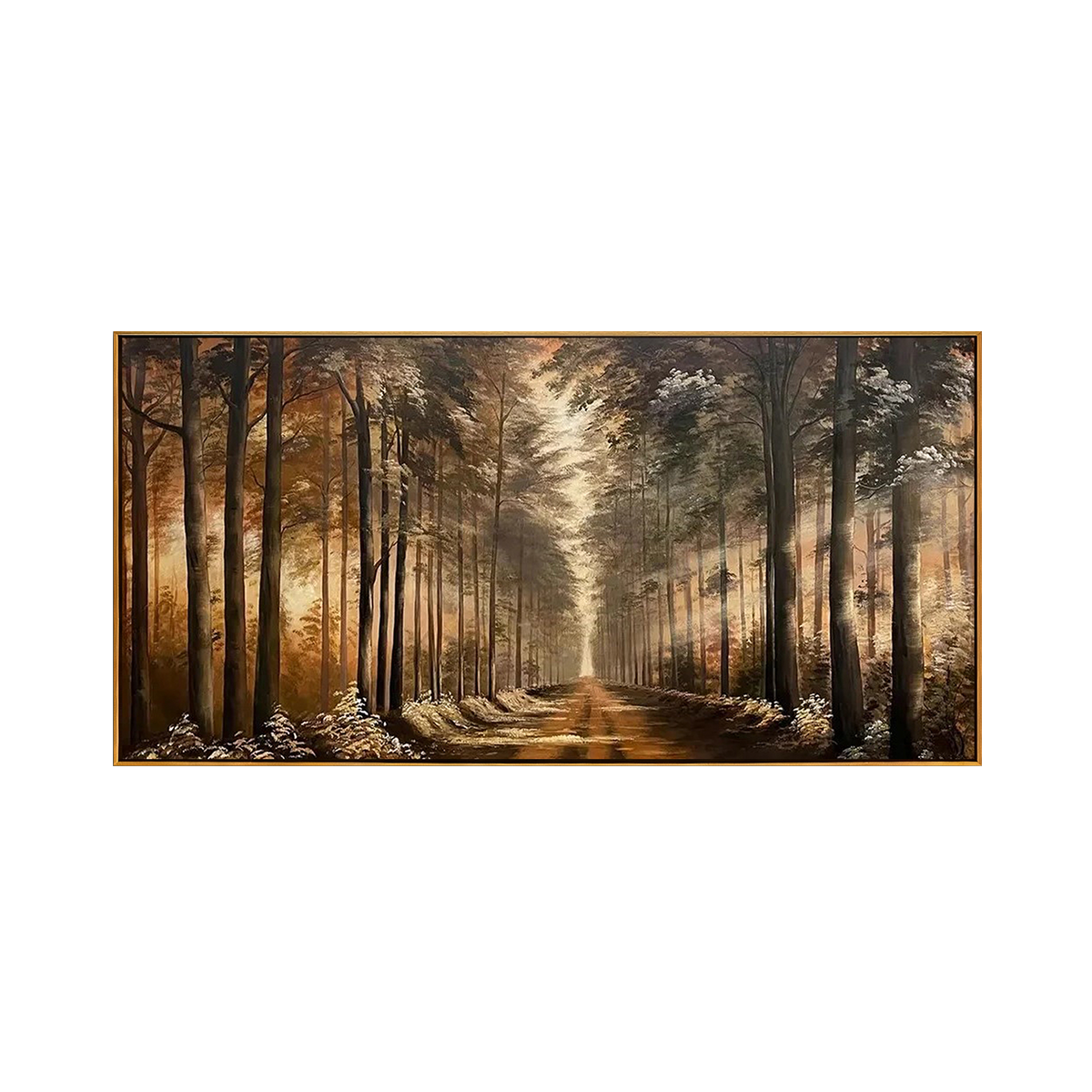 Golden Hour Forest Path Painting