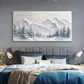 White Winter Mountain Textured Painting