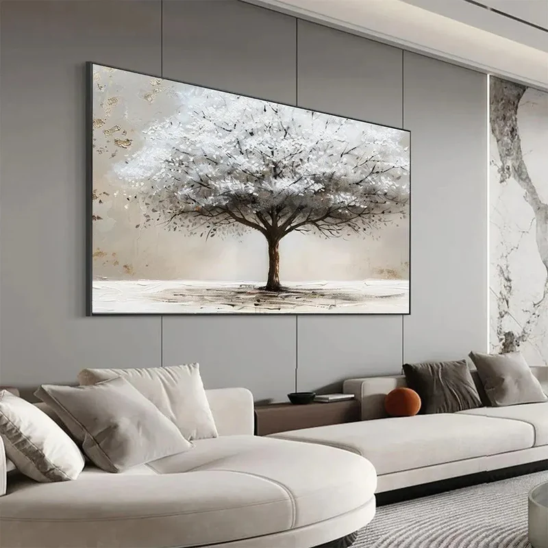 White Tree Textured Painting