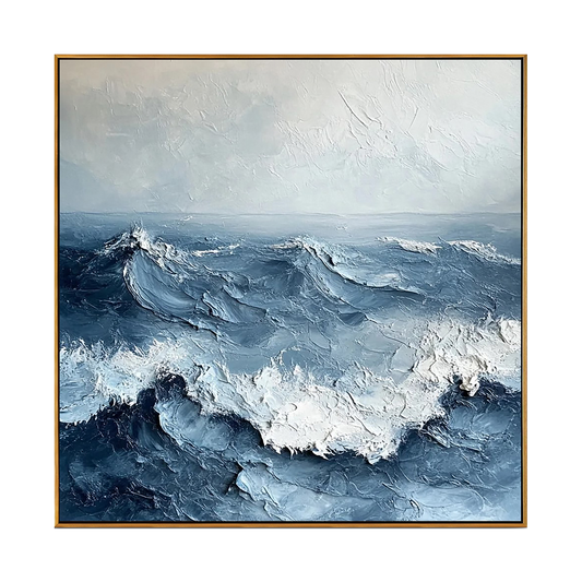 Tempest Blue Ocean Impasto Painting